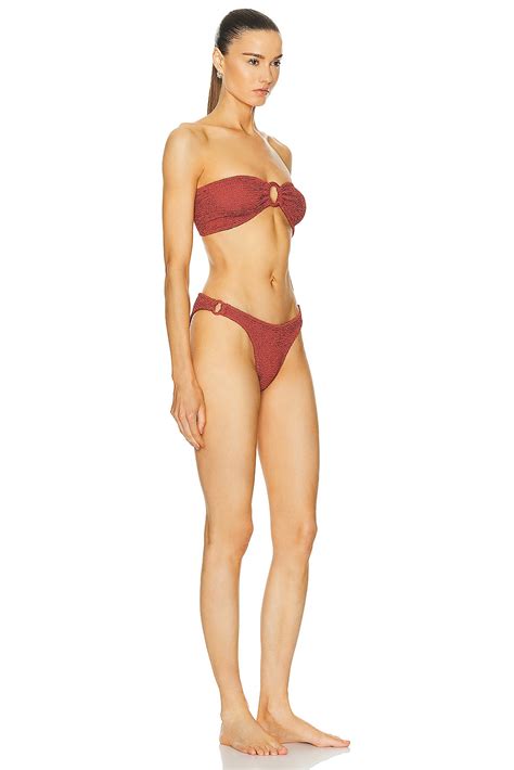 Hunza G Gloria Bikini Set In Metallic Rosewood FWRD