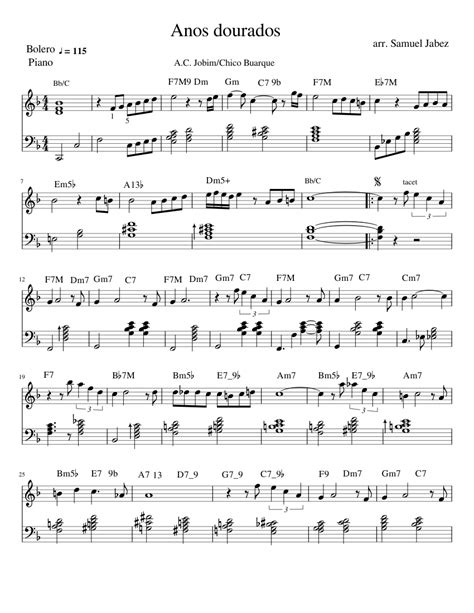 Anos dourados piano F Sheet music for Piano (Piano-Voice) | Musescore.com