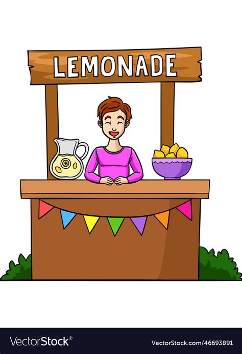 Lemonade Juice Vendor Cartoon Colored Clipart Vector Image