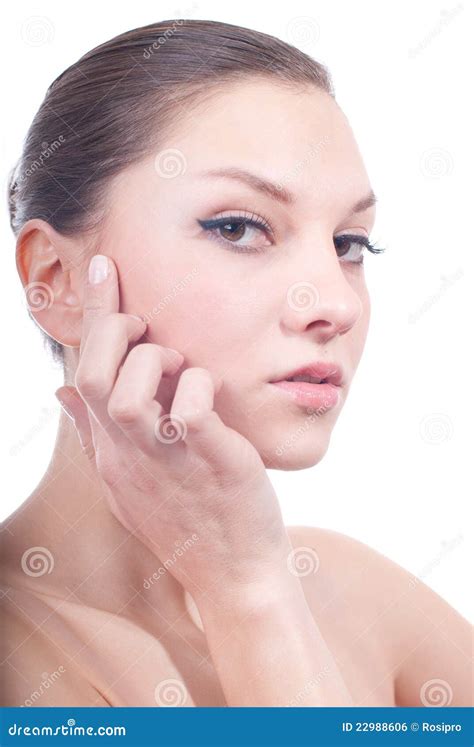 Headshot Of Beautiful Girl With Naked Shoulder Spa Stock Photo Image