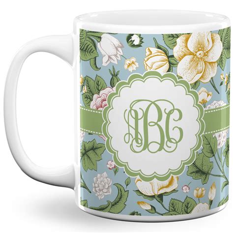 Custom Vintage Floral 11 Oz Coffee Mug White Personalized