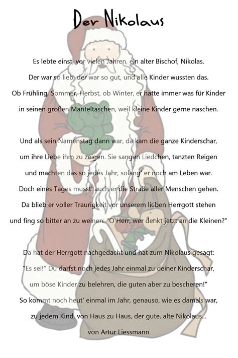 Der Nikolaus  Nikolaus Lieder Nikolausgedichte Kindergedichte