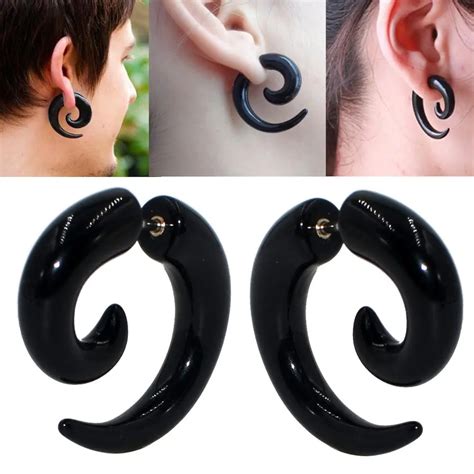 Pair Acrylic Fake Ear Spiral Taper Stretcher Ear Expanders Gauges