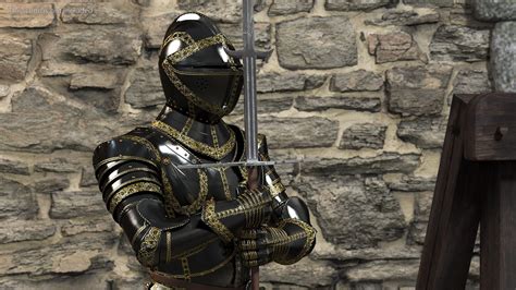 Medieval Knight Black Gold Full Armor Rigged For Modo 3d Model 169 Lxo Free3d