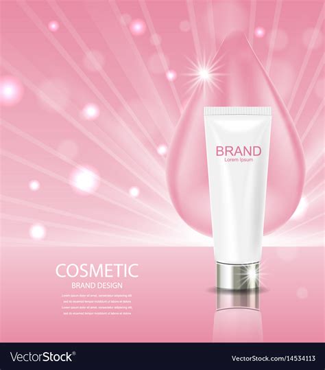 Cosmetic Cream And Drop On Pink Background Vector Image