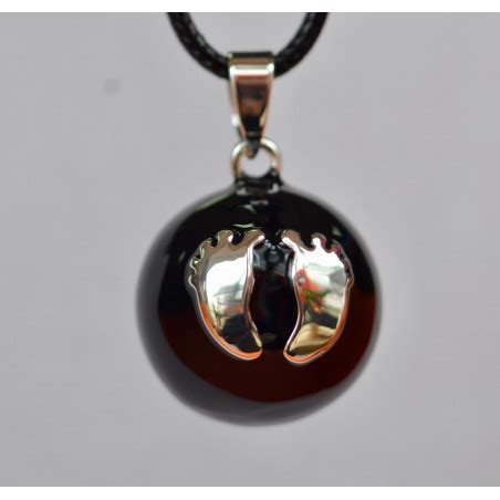 Bola De Grossesse Collier Avec Pendentif Noir Motif Pieds B B En