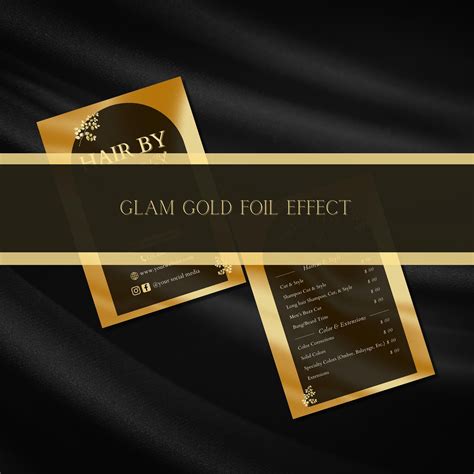 Hair Salon Pricelist Template Lux Gold Foil Effect Price List Template