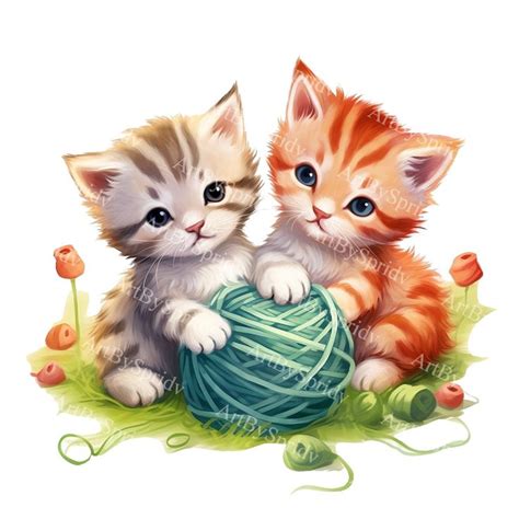 Adorable Kitten Clipart, Printable Cat Sublimation PNG, Cute Cat ...