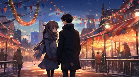 Free AI Image | Beautiful anime couple on new year's eve