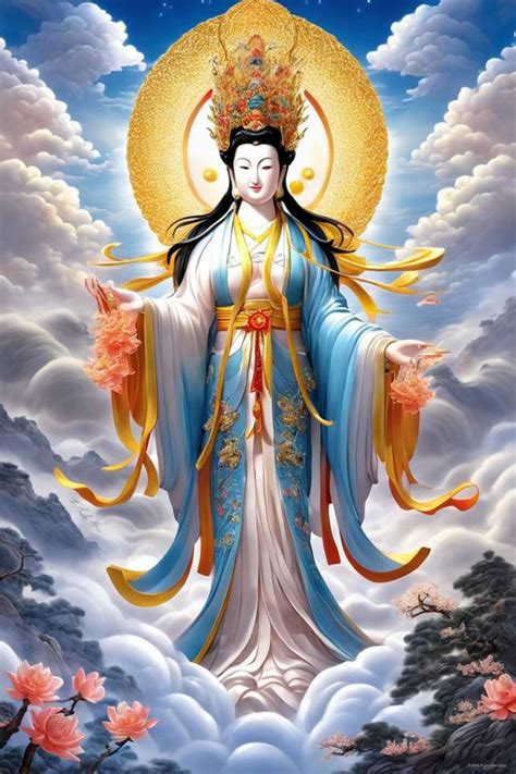 Kwan Yin Standing On Lotus