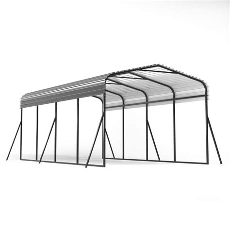 Jaxpety 12 Ft W X 20 Ft D X 8 Ft H Black Steel Carport Galvanized