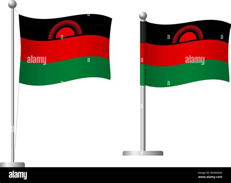 Malawi Flag On Pole Metal Flagpole National Flag Of Malawi Vector