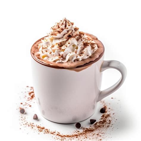 Premium AI Image A White Mug With Hot Chocolate And Chocolate On It