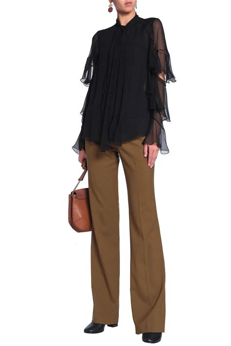 CHLOÉ Pussy bow cutout silk gauze blouse THE OUTNET
