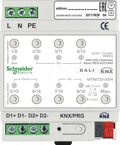 SE MTN6725 0004 KNX DALI Gateway Basic REG K 1 16 64 2 Kanal