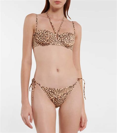 Ulla Johnson Aleena Leopard Print Bikini Top In Snow Leopard Modesens