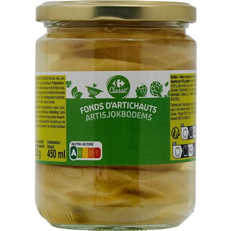 Fonds d artichauts CARREFOUR CLASSIC le bocal de 220g net égoutté à