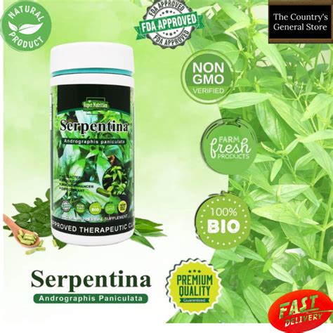 Super Nutrition Serpentina Supplement Capsules 500mg Bottle Of 100