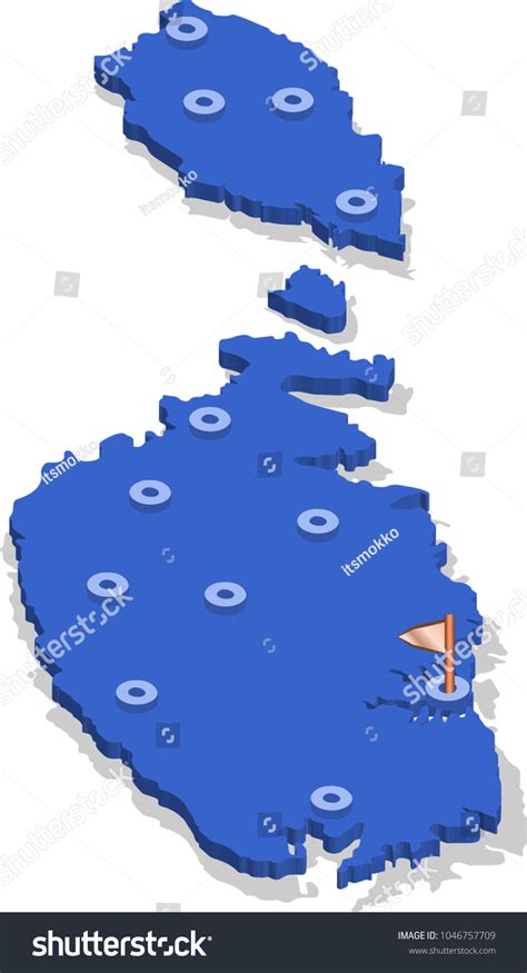 3d Isometric View Map Malta Blue Stock Vector Royalty Free 1046757709