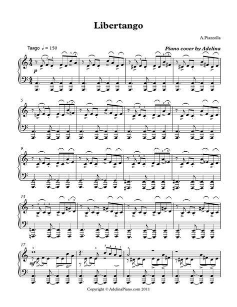 Apiazzolla Libertango Sheets By Adelina Piano