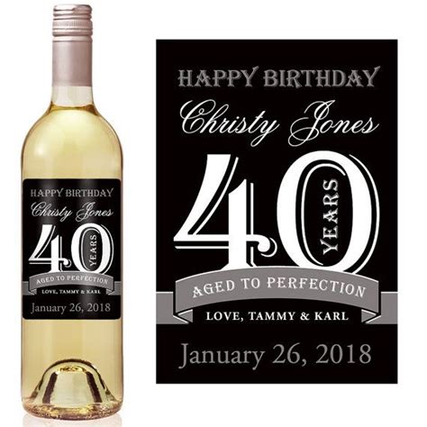 40th Birthday T 40th Birthday Wine Label Personalized Wine Label Custom Wine Label