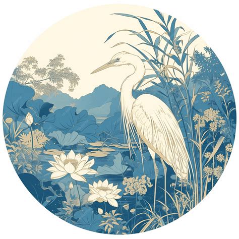 Premium Vector | Chinese traditional lotus and heron patterns