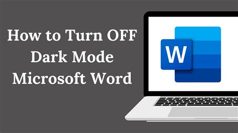 How To Turn Off Dark Mode Microsoft Word Dark Mode In Word Youtube