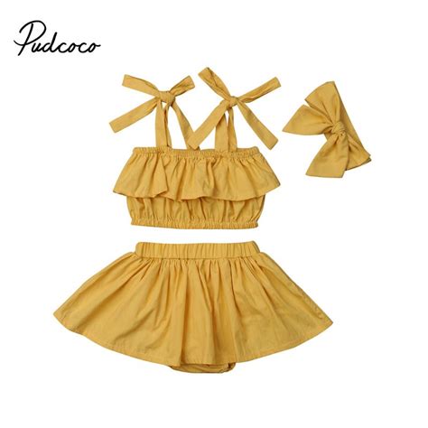 Pudcoco Ensemble De V Tements Pour Petites Filles Couleur Jaune