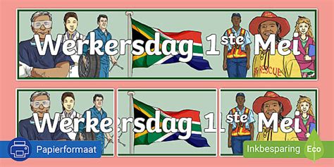 Suid-Afrika Werkersdag 1ste Mei Vertoonbanier (teacher made)