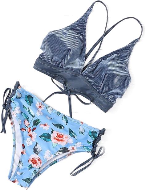 Swimsuits Bikinis Mit Hoher Taille Damen Bikini Blumendruck Bademode