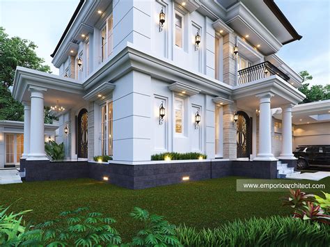 Desain Tampak Detail Depan Rumah Klasik Lantai Bapak Hmd Di Surabaya