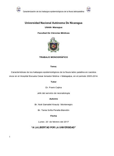 Caracter Sticas De Los Hallazgos Epidemiol Gicos De La Fisura Labio