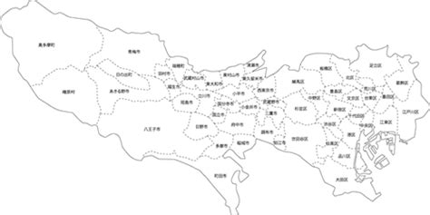 関東エリア東京神奈川埼玉千葉栃木群馬茨城の白地図イラスト 白地図 東京 地図 地図