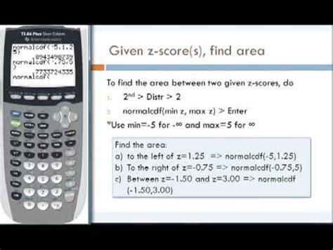 Finding Z Scores Given An Area Using The Ti Doovi