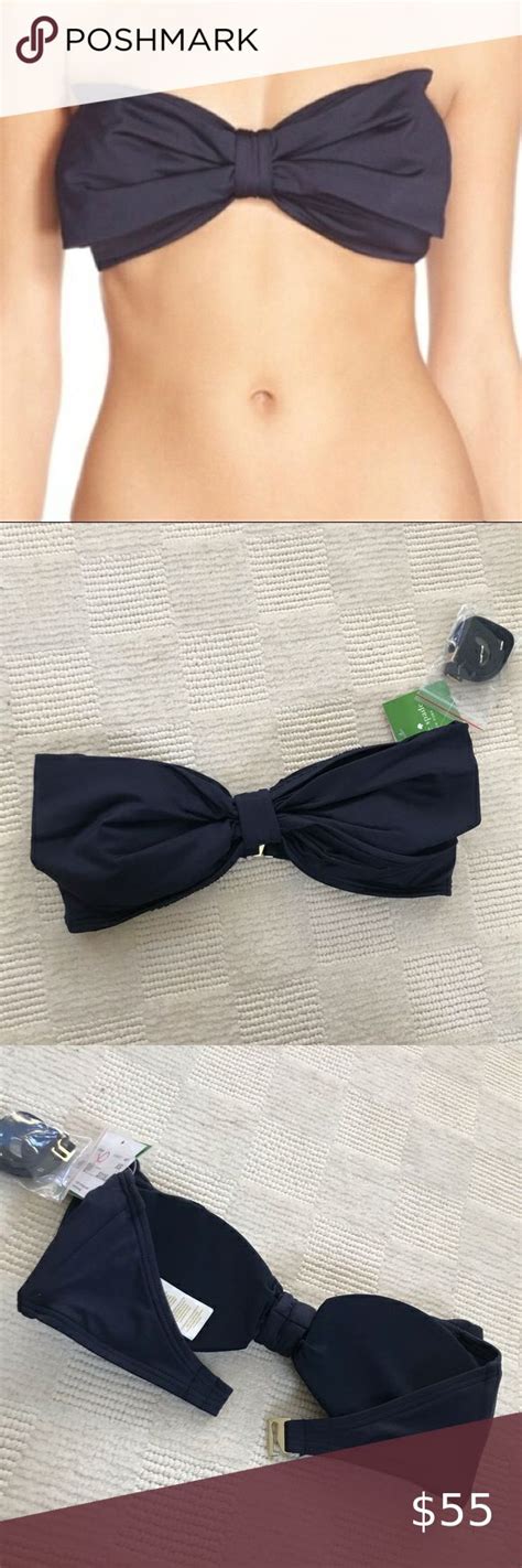 NWT Kate Spade Bow Bandeau Bikini Rich Navy Bikinis Bow Bikini Top