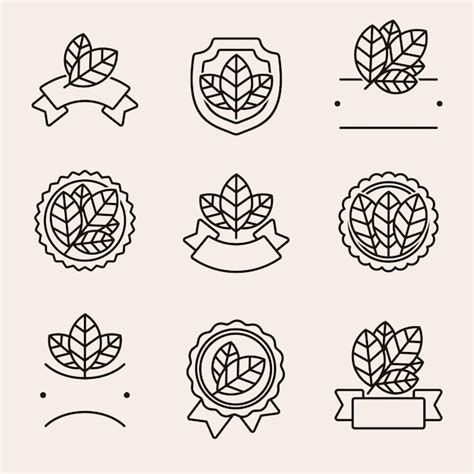 Premium Vector Tobacco Leaf Label And Icons Set Collection Icon