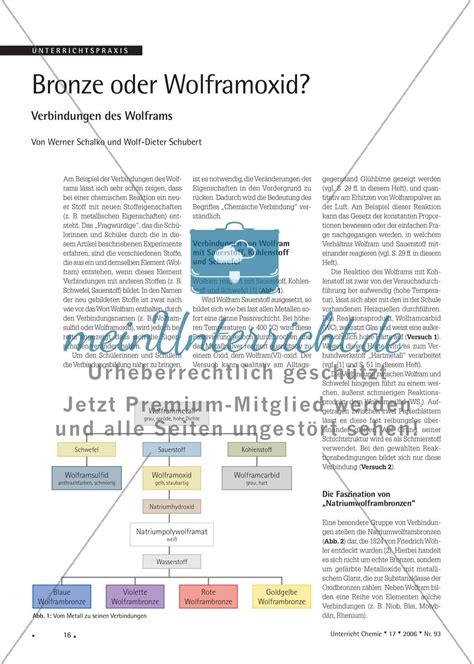 Bronze Oder Wolframoxid Verbindungen Des Wolframs Meinunterricht