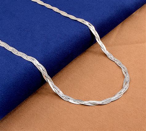 Braided Herringbone 925 Sterling Silver Necklace