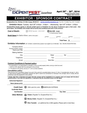 Fillable Online Raleigh Convention Center Exhibitor Sponsor Contract