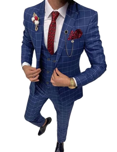 Piece Suit For Men Casual Slim Fit Vintage Suits Groomsmen Suits