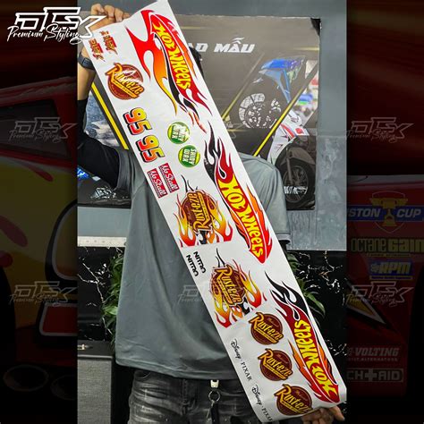 Set Tem Lửa Hot Wheels McQueen Dán Tất Cả Dòng Xe Chất Liệu Decal 3 Lớp Cao Cấp Chống