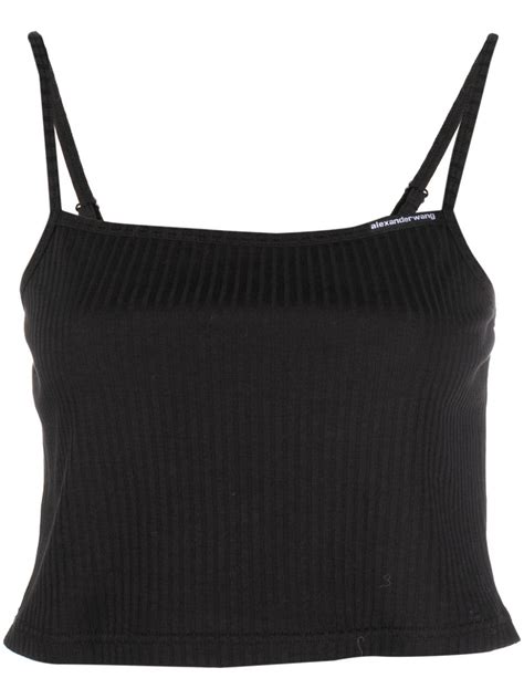 Alexander Wang Cropped Ribbed Knit Tank Top Black Farfetch