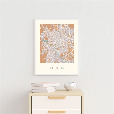 Dijon Map Print Dijon France Dijon Poster Dijon Art Dijon Etsy Uk