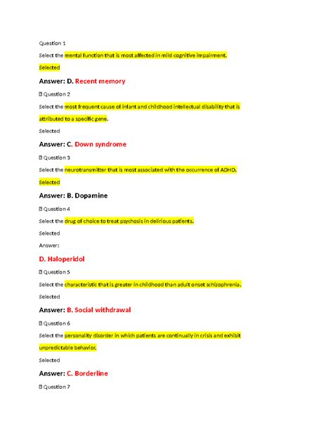 Nrnp Final Exam Docx Question Select The Mental Function That