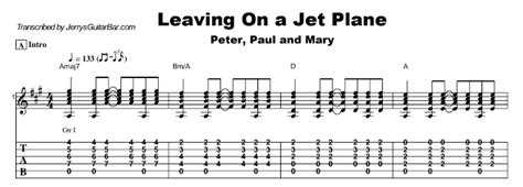 Peter Paul Mary Leaving On A Jet Plane Guitar Lesson JGB