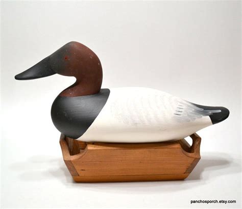 CHARLES BRYAN Decoy Canvasback Duck Hand Carved Wooden Decoy Signed