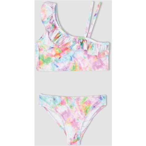Defacto Girl One Shoulder Frill Detail Floral Print Bikini Set EPonuda