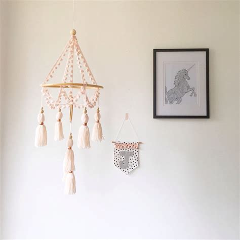 Crib Mobile Nursery Mobile Boho Nursery Pink Cot Mobile Nursery Decor