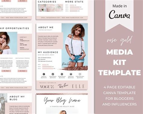 Rose Gold Media Kit For Bloggers Media Kit For Instagram Etsy Media