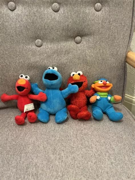 Sesame Street Soft Toy Cookie Monster Elmo Ernie Vintage Plush Bundle